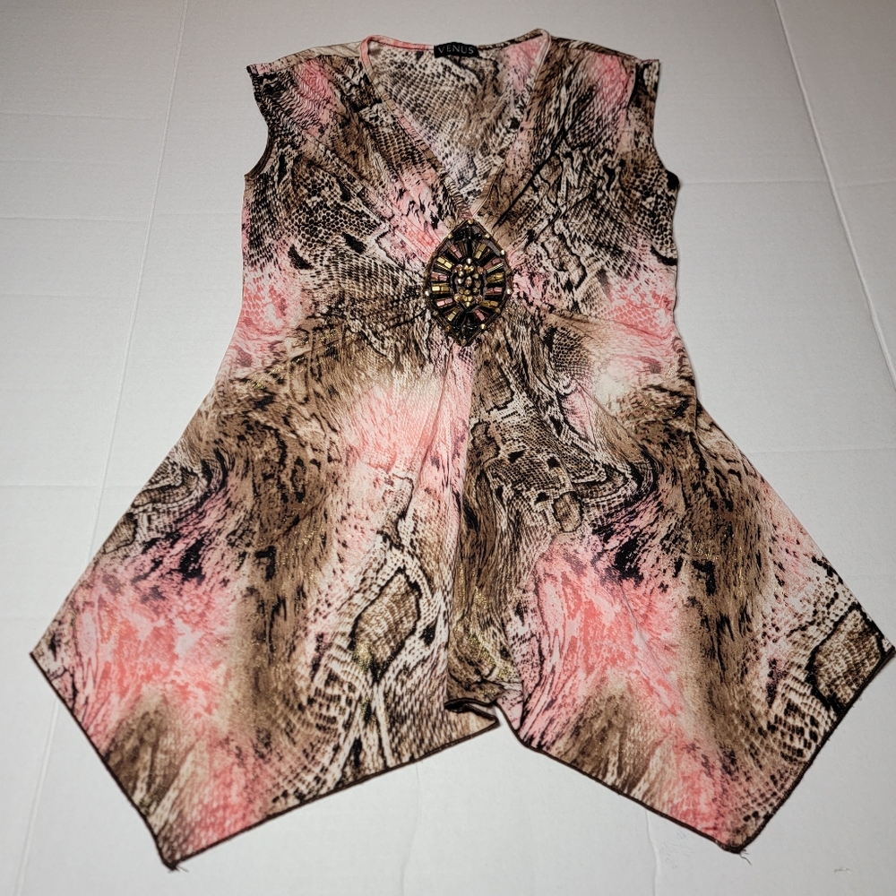 Venus Embellished Sleeveless‎ Top, Beaded detail, V-neck Women’s Small
